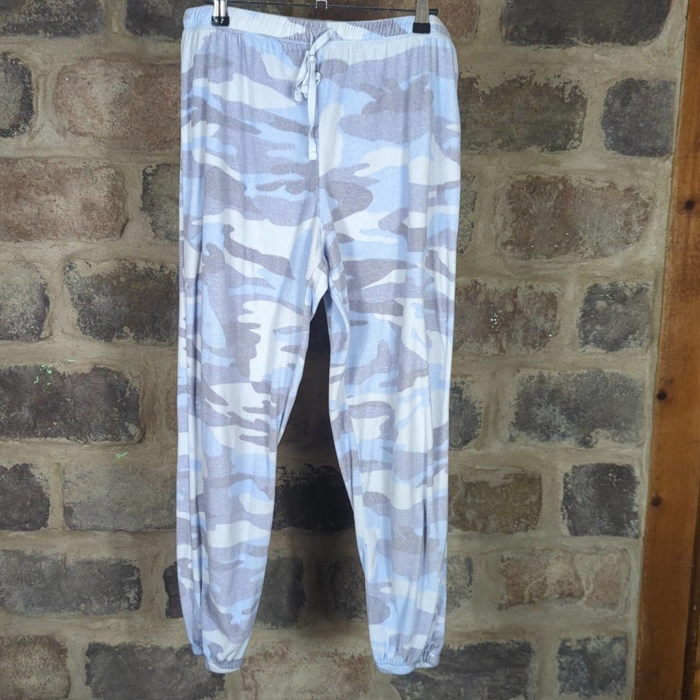 KENSIE Blue Gray White Camo Lightweight Fleece Lounge Athletic Pants Size Large